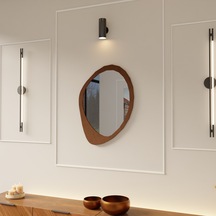 Asimetrik Dekoratif Pleksi Aynalı Duvar Dekoru Kahverengi