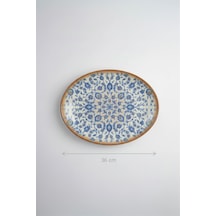 6'lı Ellips Oval Kayık Tabak 36cm Dijital Tiara-a Rinart Krem