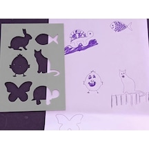 3d Baskı Hayvan Figürleri Çizim Şablonu - Çoklu Desen Kalıbı - Gri