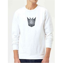 Transformers Baskılı Beyaz Erkek Örme Sweatshirt (528585392)