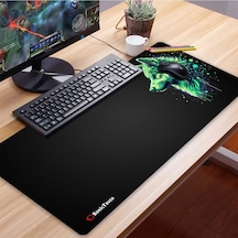 Sonictouch Ultragrand Siyah Ve Neon Yeşili Kurt Dikişsiz Xxl Gaming Oyuncu Masaüstü Klavye Mouse Pad 40x90cm