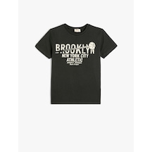 Koton Brooklyn Baskılı Kısa Kollu Bisiklet Yaka Tişört Lacivert 4skb10438tk Lacivert