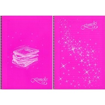 Komeks Spiralli Defter Plastik Kapak 72 Yp A4 Kareli Pembe