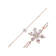 Gümüş Rose Pembe Lotus Çiçeği Kadın Gümüş Bileklik
