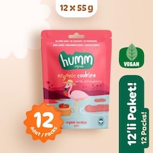 Organik Vegan Çilekli Kurabiye Atıştırmalık Paketi - 12 Adet 640 G