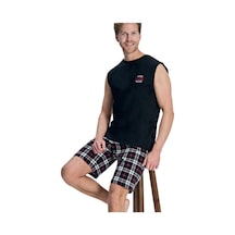 Over Sleep By Poleren Over Sleep 3379 Erkek Yazlık Şort Pijama Takım M-l-xl-2xl Siyah