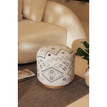 Bliss Gri Etnik Desenli Krem Puf 45 X H 42 Cm 4280 Gri