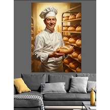 Ahşap Tablo Şef Aşçı Ekmek Pişiriyor