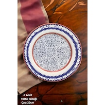 Haliç 6 Kişilik Porselen Pasta Tatlı Tabağı Seti - 20cm Mavi