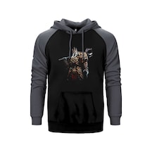 Diablo King Leoric Gri Renk Reglan Kol Kapşonlu Sweatshirt Gri