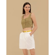 Pierre Cardin Kadın Yeşil Kısa Kollu Bluz 50263098-vr235 Yeşil