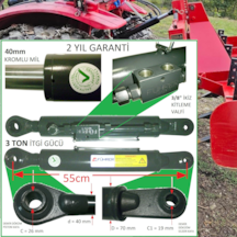 3 Ton - 55cm Traktör Ortakol, Hıdrolik Silider - 19mm Silinder Kafa, 3 Ton - 55cm Toplift Hydraulic Cylinder With 19mm Cylinder Head