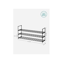 Songmıcs 3 Katlı Ayakkabı Rafı, Ayakkabı Saklama Düzenleyici, Metal Saklama Rafı, 15 Ila 18 Çift Ayakkabıya Uygun, Istiflenebilir Ayakkabı Rafı, Koridor, Oturma Odası, Yatak Odası İçin, 30 X 116 X 55 Açık Ceviz