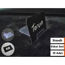 Şeffaf Etiket 10 Adet Dekoratif Siyah Etiket Seti A8 Boyut Ayaklı Silinebilir