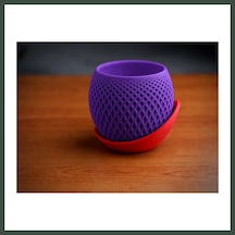 Bezos 3d Baskı Küre Saksı - Kafes Dokulu İki Parçalı Dekoratif Saksı - Mor-kırmızı Nhr Standart 15620314