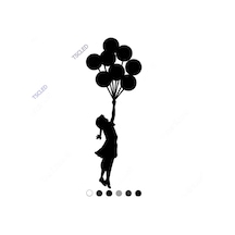 Balonları Tutan Çocuk Sticker Yapıştırması 17Cm