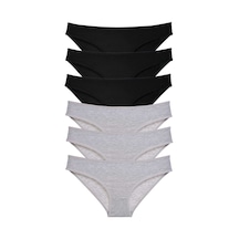 Royaleks 6 adet Süper Eko Set Likralı Kadın Slip Külot Siyah Gri RYL-EKO6011 Gri - Siyah