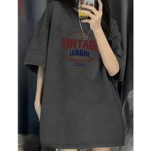 Kozia Outdoors Malkoçbey Vintagge Baskili Oversize Unisex Basic T-shirt Füme