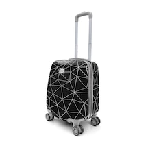 Coral High Renkli Desenli Mini Kabin Boy Valiz 40cm 16763 Siyah