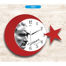 42 Cm Ay Yıldız Atatürk Duvar Saati Dekoratif Duvar Saati (468612452) Kırmızı - Beyaz