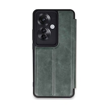 Reno 11f Kılıf Flip Cover - Koyu Yeşil Bz8683140767945