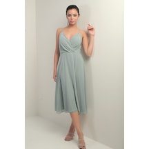 By Saygı Kadın İp Askılı Kruvaze Yaka Astarlı Arkası Bağcıklı Kloş Şifon Elbise Mint By Saygı Kadın İp Askılı Kruvaze Yaka Astarlı Arkası Bağcıklı Kloş Şifon Elbise Mint