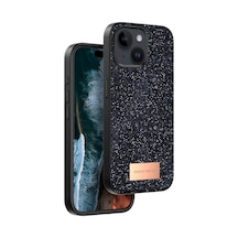 Onegif Apple İphone 15 Bright Simli Kapak - Siyah - Siyah