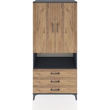 Hyperion Dolap 2 Raflı 3 Çekmeceli Tek Askılı 88x44x195 Antrasit-çam Antrasit