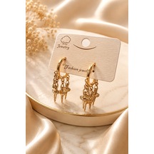 Balerin Detaylı Sallantılı Zirkon Küpe Rosegold - 904090161 Rosegold
