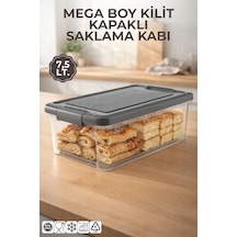 Mega Boy 7,5lt. Decobox Çok Amaçlı Saklama Kabı - Piknik Taşıma Seti - 7,5lt. Antrasit