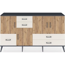Arges Konsol 4 Raflı 5 Çekmeceli 4 Kapaklı 176x30x99 Antrasit-çam/aytaşı Atlas Çam/aytası - Antrasıt