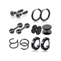 Novahub Siyah Birleştirme Seti Paslanmaz Çelik Titanyum Çelik Küpe Küpe Küpe Kulak Tokası Takı Siyah