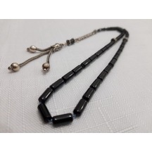 Alman Katalin Gümüş Püsküllü Yeşil Tesbih 4 x 8 CM