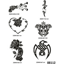 Savaş Ve Çiçek 6 Adet Geçici Dövme Şablonu Spreysiz Sadece Stencil