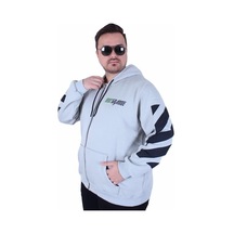 Starbattal Büyük Beden Kapüşonlu Fermuarlı 3ip Sweat Mg 25718 Grı Gri