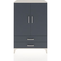 Hyperion Dolap Tek Raflı 2 Çekmeceli Tek Askılı 88x44x134 Aytaşı-antrasit Aytası