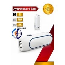 Petrix 5577 Mini Taşınabilir Şarjlı El Feneri, Çift Aydınlatmalı Led Işık, Acil Durum Ve Kamp Lamba Beyaz