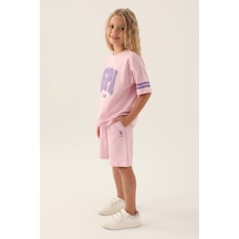 U.s. Polo Assn Lisanslı Sleeve Detail Toz Pembe Kız Çocuk Bermuda Takım 5274-43089