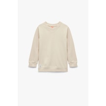 Koton Erkek Bebek Pamuklu Şardonlu Uzun Kollu Bisiklet Yaka Sweatshirt Ekru