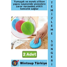 Bulaşıksüngeri Tezgah Sebze Meyve Temizliği Tükenmez Yumuşak Silikon Bulaşık Yıkama Süngeri 2 Adet
