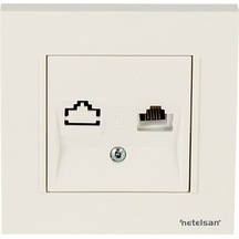 Netelsan Byobu Tekli Data Prizi rj45 Cat6 Çerçeveli - Beyaz