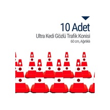 10 Adet Ultra Kedi Gözlü Trafik Konisi Ağırlıklı 60Cm Trafik Duba