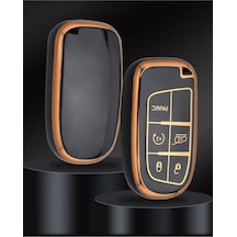 Gma Keys Lüx Jeep Dodge Renegade Grand Cherokee Chrysler Nano Anahtar Kılıfı Siyah Gold Altın Renk