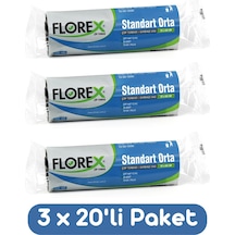 Florex Standart Orta Boy Çöp Torbası 55x60 Cm 20'li Rulo Siyah 3 Rulo (60 Adet)