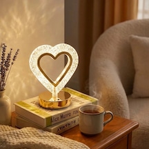 Kalp Şeklinde Kristal Led Masa Lambası Dokunmatik, 3 Renk Işık Modlu, Şarjlı Mini Dekoratif Gece Lambası Bx40 10 Parça Siyah