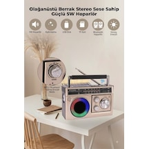 Nostalji Solar Enerjili Güneş Panelli Fm Radyo Şarj Edilebilir Bluetooth Hoparlör Rbg Işıklı Sd Kart Usb Ve El Fenerli Krem - 911392134