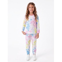 Onloox Kız Çocuk Karışık Renk Kız Karışık Renk Pamuklu Bisiklet Yaka Uzun Kollu Paçası Lastikli Batik Pijama Takımı 4-5 Yaş