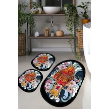 LAKINGO DJT 3 LU SET Banyo Halısı Banyo Paspası Çok Renkli