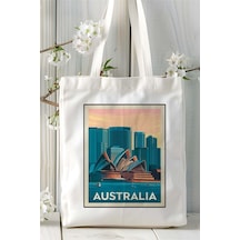 Art Hediye Australia Baskılı Bez Çanta Omuz Çantası Kişiye Özel Desen Çok Renkli