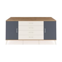 Kronos Konsol 2 Raflı 4 Çekmeceli 2 Kapaklı 176x59x83 Çam-antrasit/aytaşı Antrasit/aytaşı